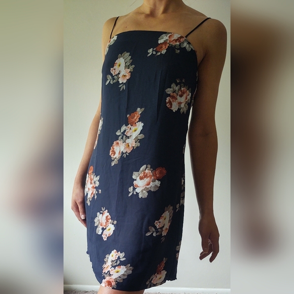 Francesca's Navy Floral Slip Dress - Picture 3 of 9